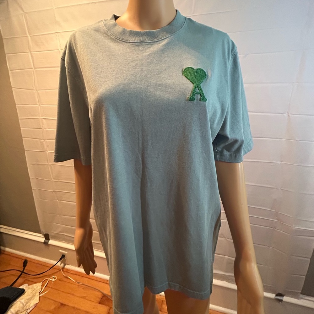 Alexandre Mattiussi Ami de Coeur Paris Cotton Embroidered Sage Green T-Shirt